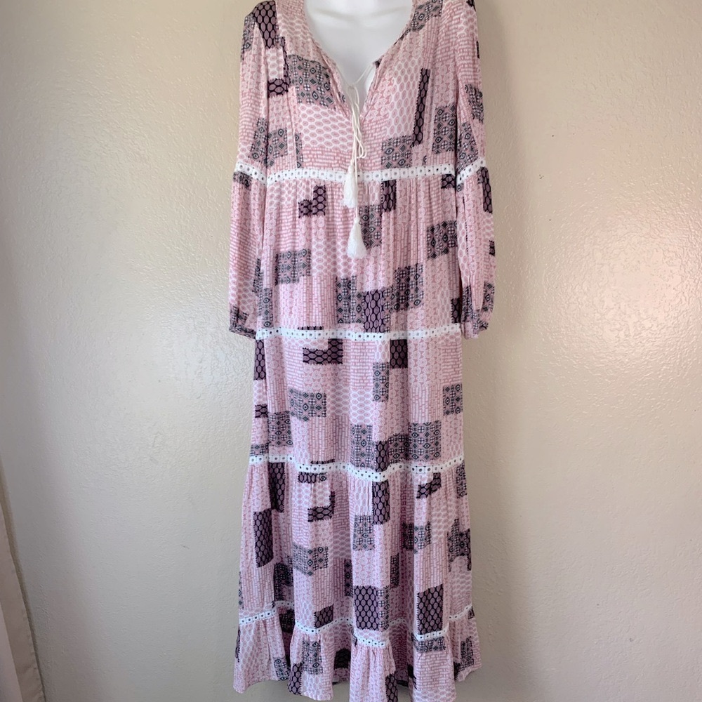 Boho Cottagecore Patchwork Pink Black Tiered Tass… - image 3